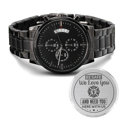 Firefighter Gift for Husband – Engraved Men's Watch from Wife
